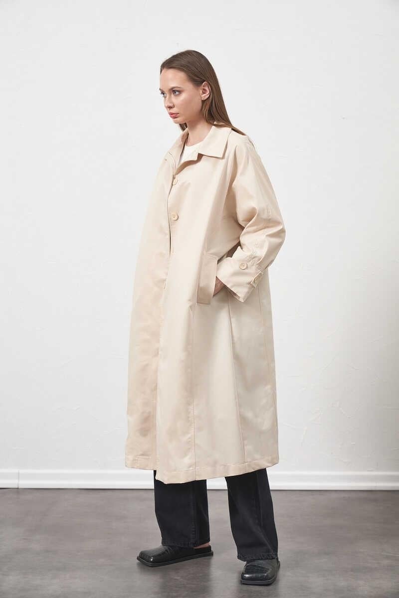 Mevra Oversize Trenchcoat Ceket Ekru görsel 2