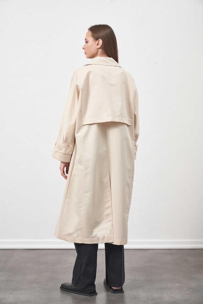 Mevra Oversize Trenchcoat Ceket Ekru görsel 5