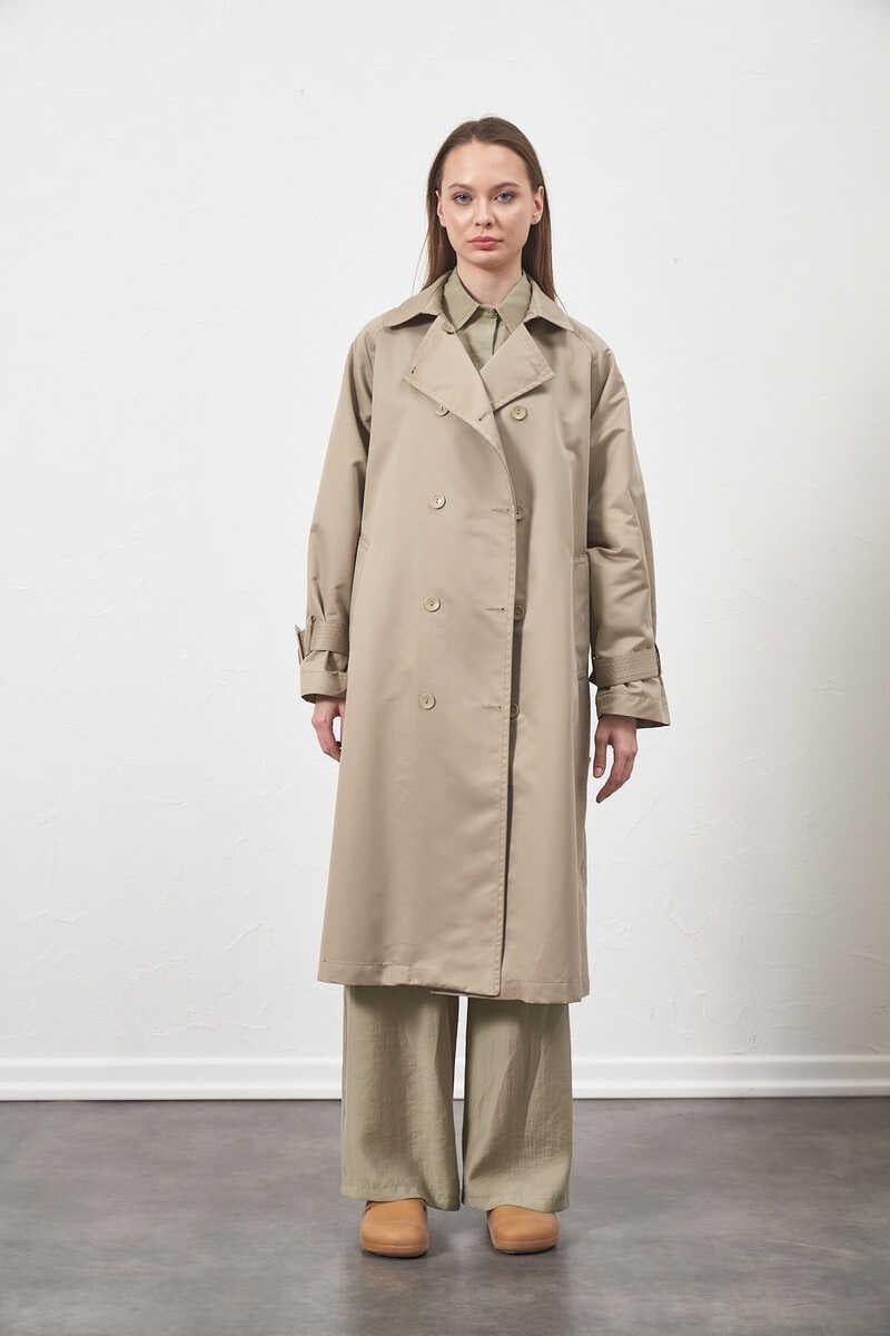 Mevra Tokalı Oversize Trenchcoat Çağla