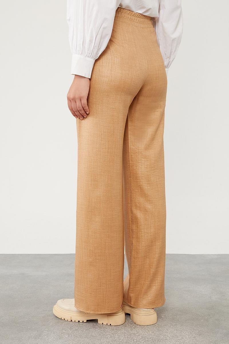 Lêvi D'or Camel Belli Lastikli Çizgi Detay Pantolon görsel 4