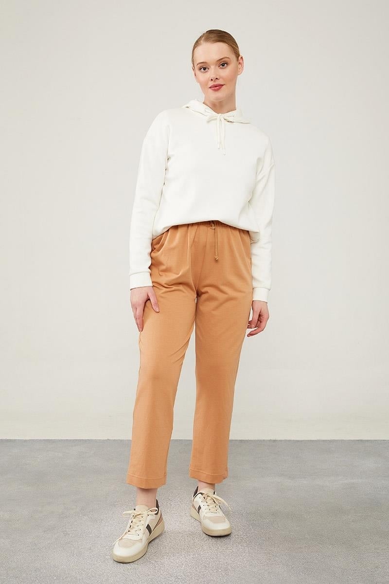 Lêvi D'or Camel Beli Lastikli Bağıcıklı Pantolon görsel 3