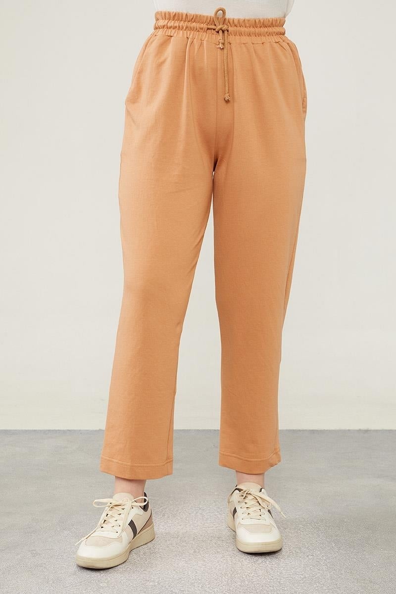 Lêvi D'or Camel Beli Lastikli Bağıcıklı Pantolon