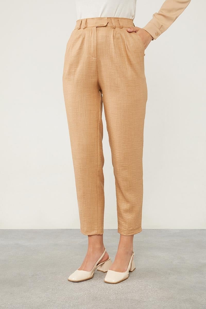 Lêvi D'or Camel Keten Kumaş Havuç Pantolon