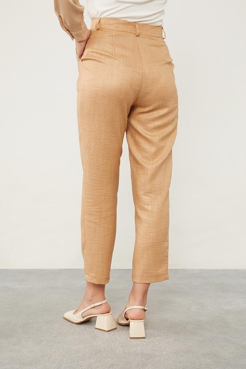 Lêvi D'or Camel Keten Kumaş Havuç Pantolon görsel 4