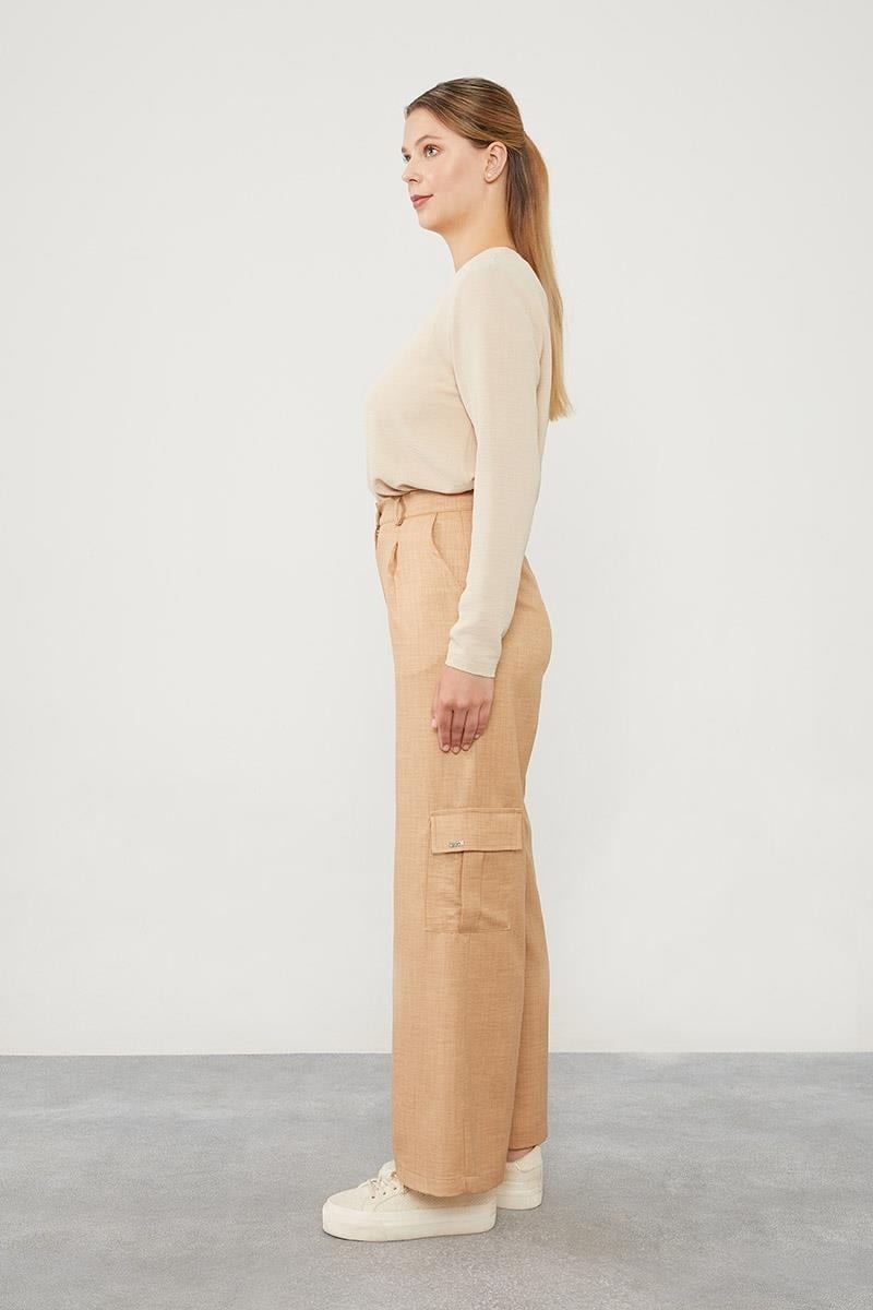 Lêvi D'or Camel Keten Kargo Pantolon görsel 3