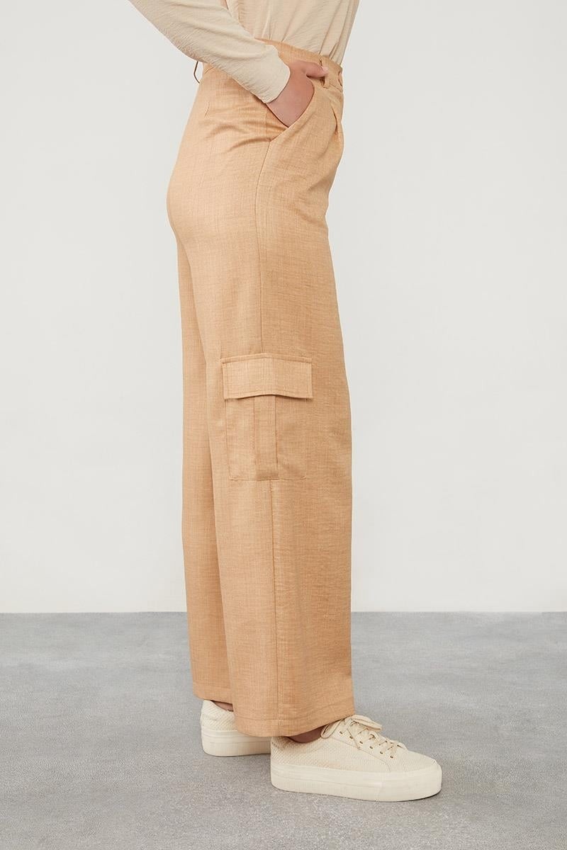 Lêvi D'or Camel Keten Kargo Pantolon görsel 5