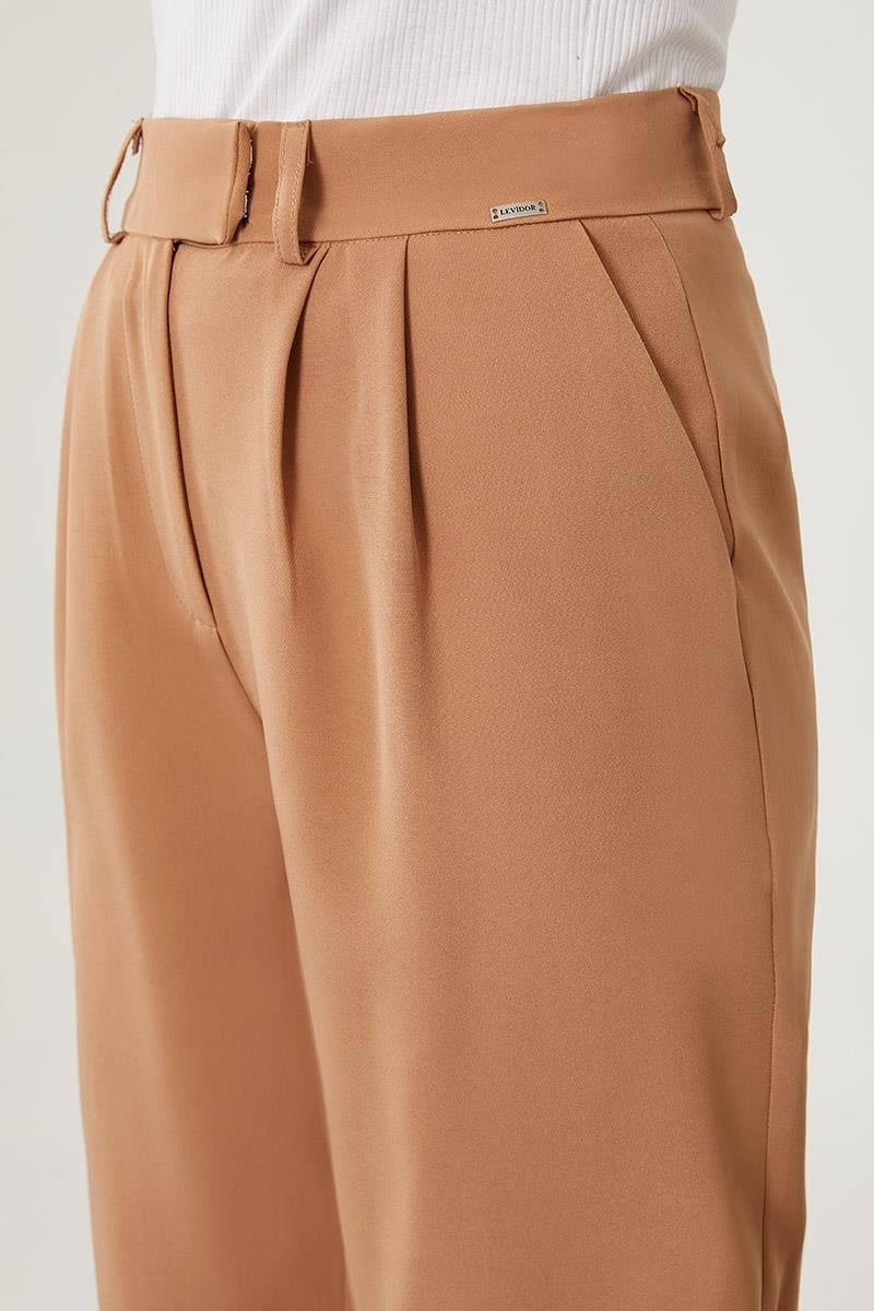 Lêvi D'or Camel Plise Detaylı Kumaş Pantolon görsel 5