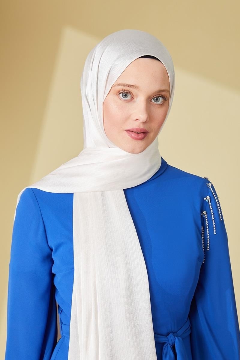Flora Tekstil Janjan Trend Parlak Saten Dokulu Abiye Şifon Işıl Şal 185 x 70 SAL2315 görsel 7