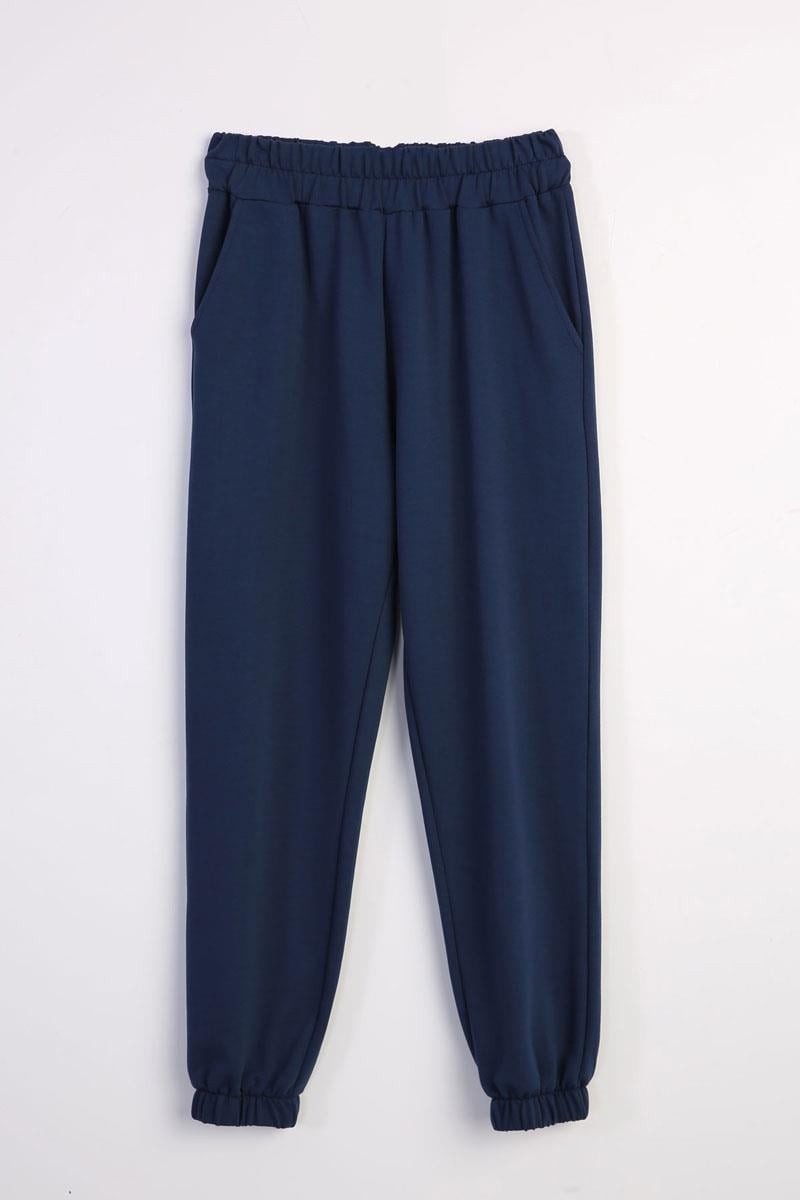 ALLDAY Koyu Mavi-Paçası Lastikli Likralı Eşofman Altı görsel 5