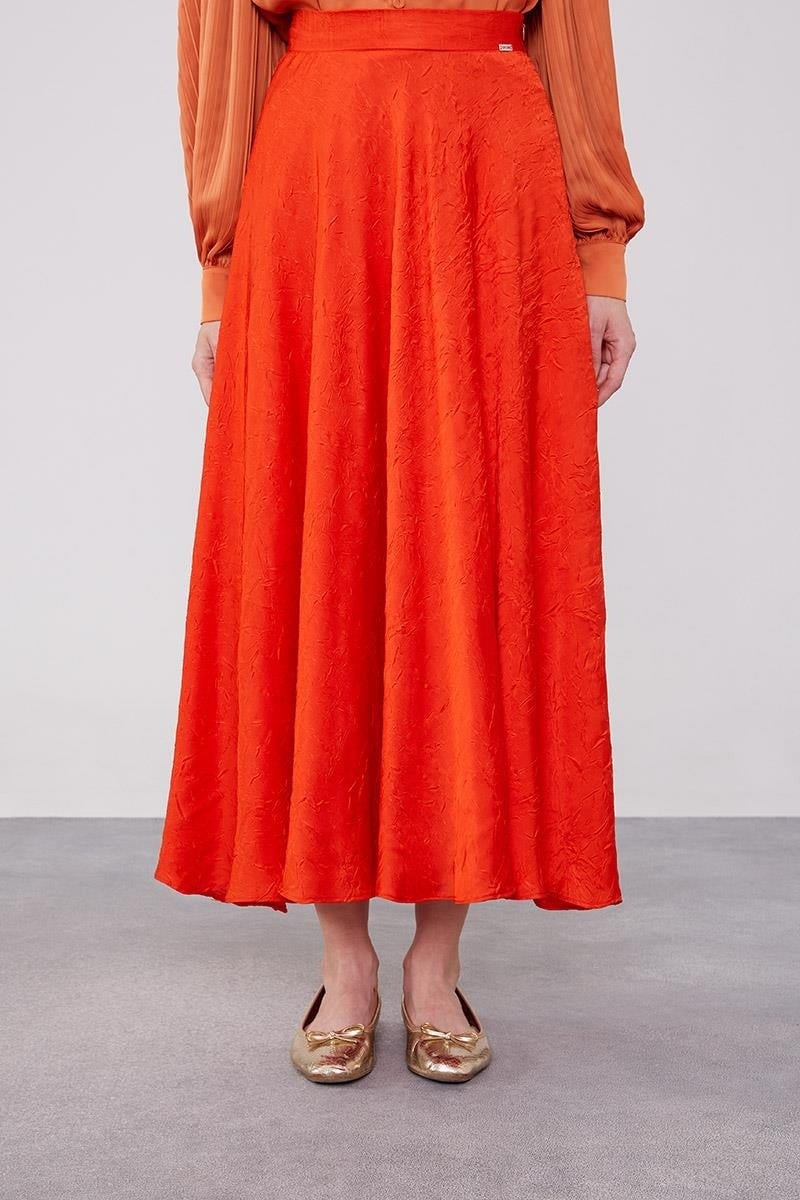 Lêvi D'or Oranj Kraş Saten Etek