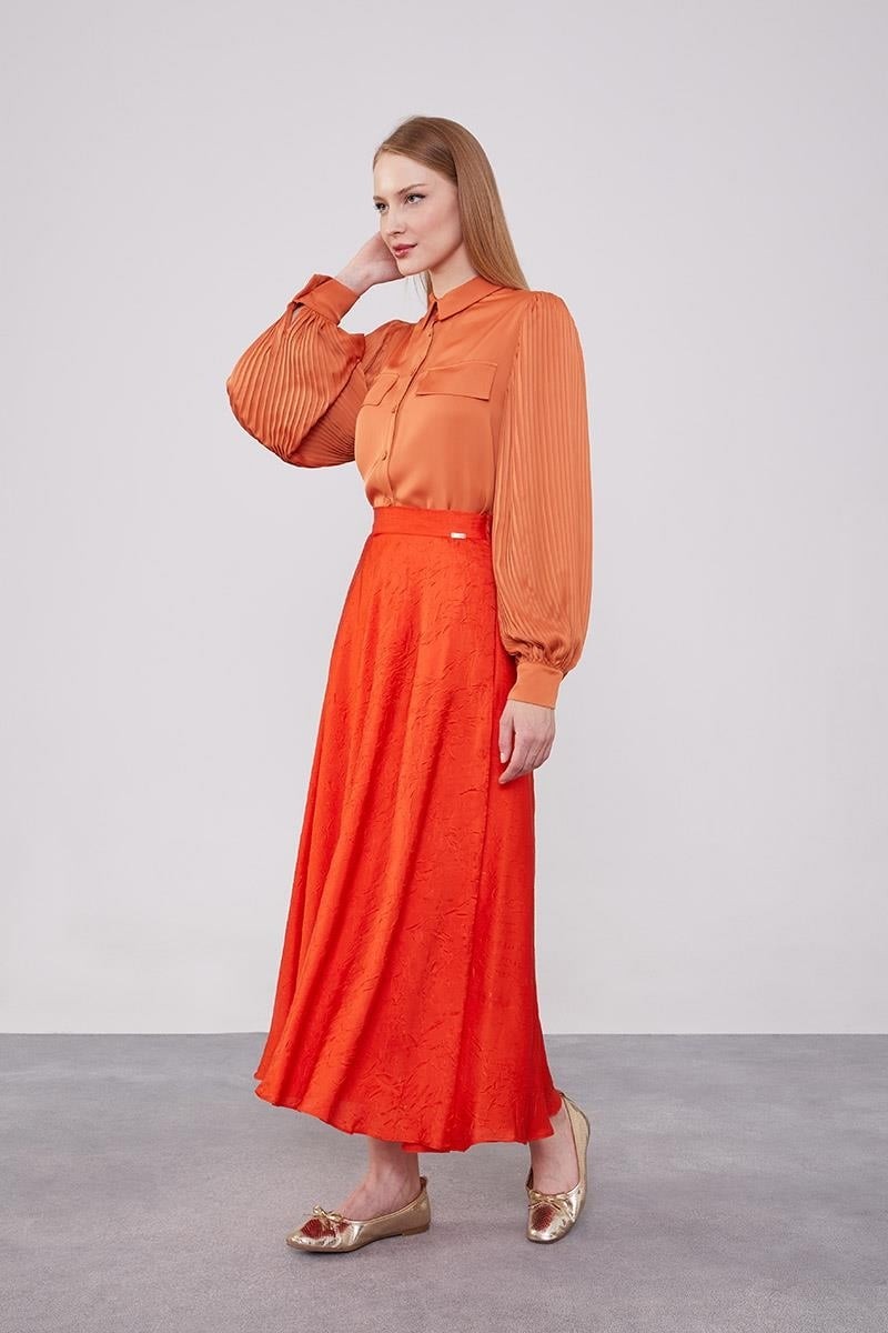 Lêvi D'or Oranj Kraş Saten Etek görsel 3
