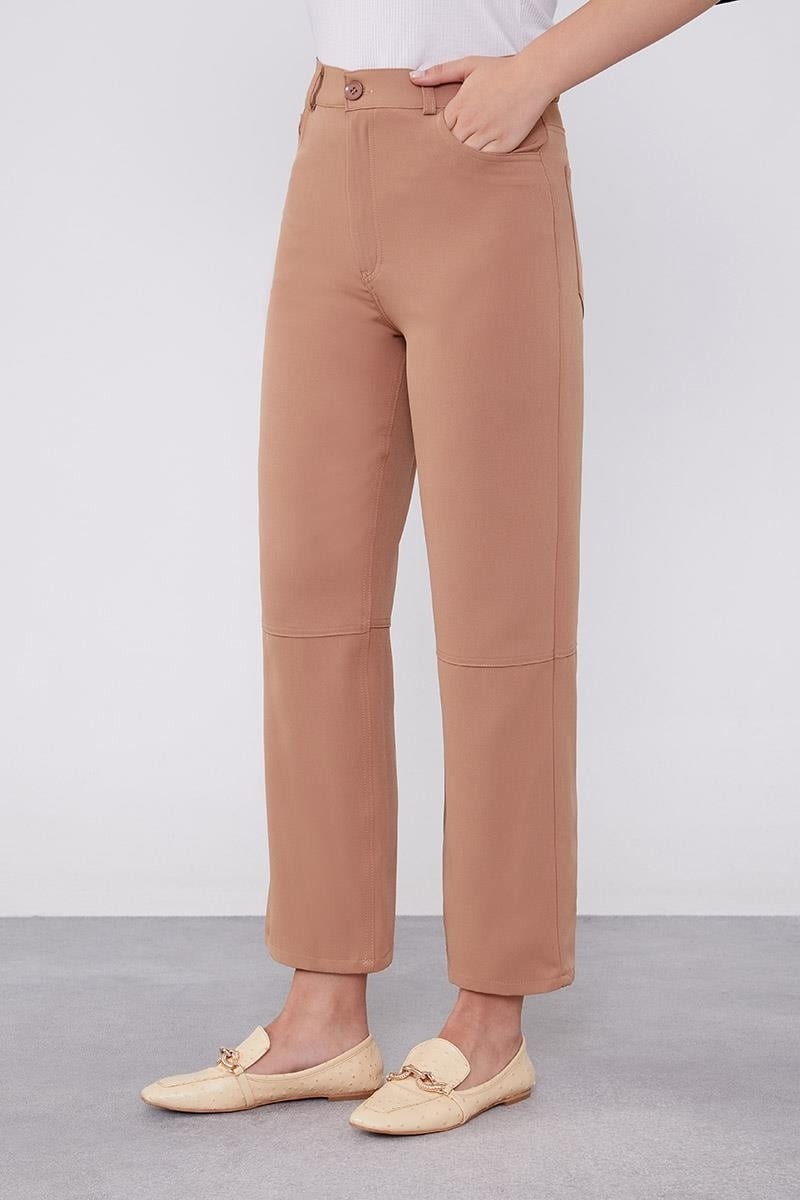 Lêvi D'or Camel Ekleme Tasarımlı Düz Paça Pantolon görsel 2