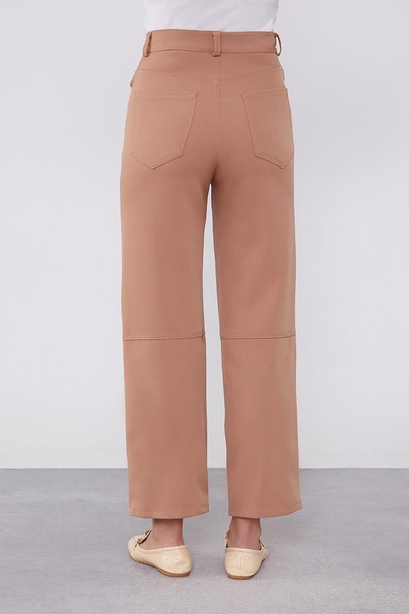 Lêvi D'or Camel Ekleme Tasarımlı Düz Paça Pantolon görsel 5