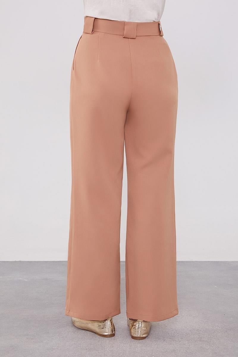 Lêvi D'or Camel Çift Pileli Kumaş Pantolon görsel 5