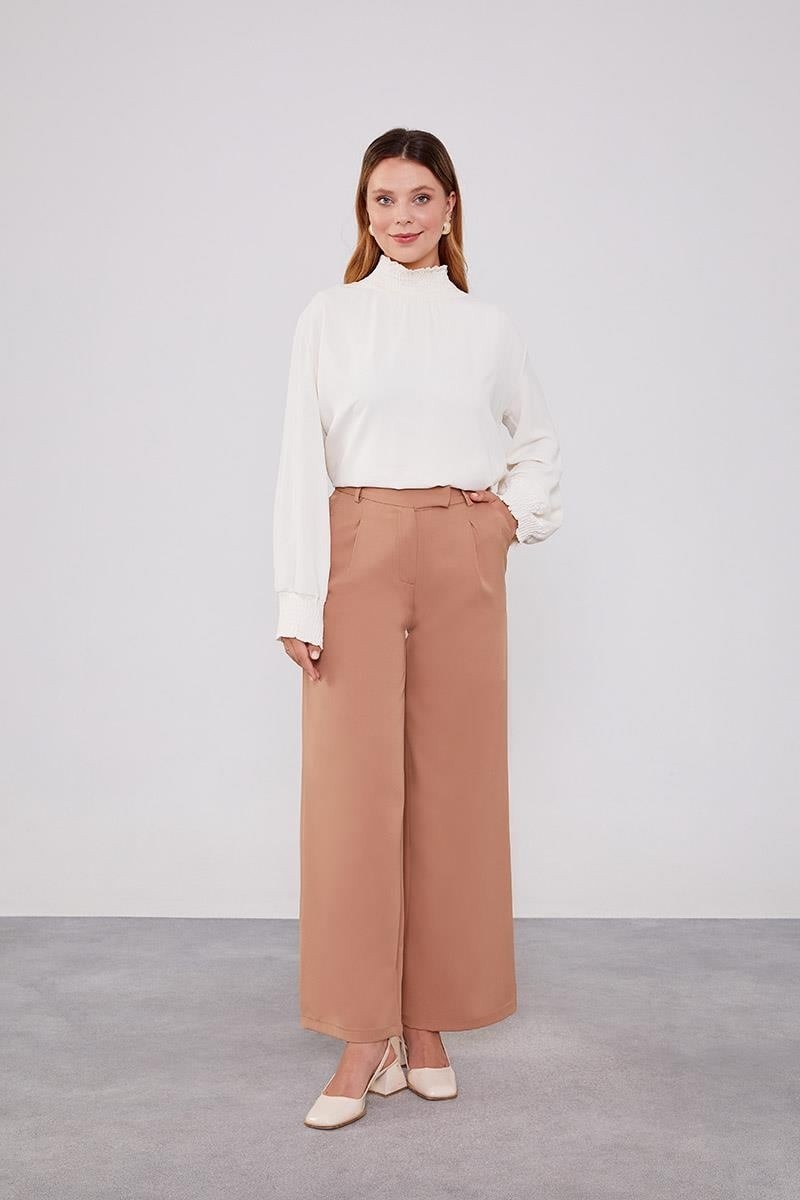Lêvi D'or Camel Gizli Düğmeli Kumaş Pantolon görsel 3