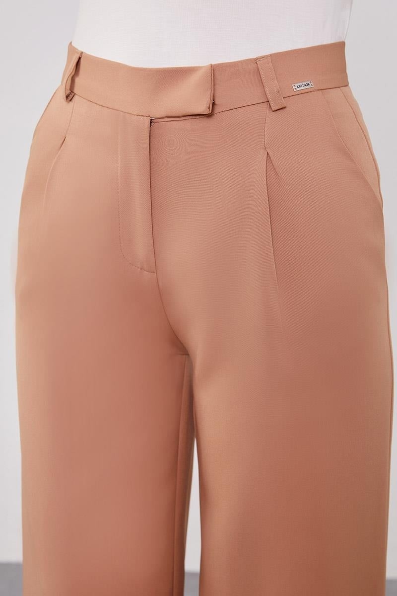 Lêvi D'or Camel Gizli Düğmeli Kumaş Pantolon görsel 4