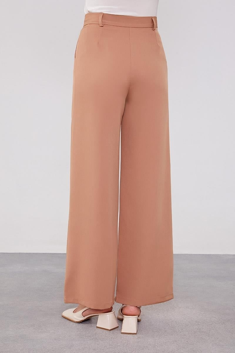 Lêvi D'or Camel Gizli Düğmeli Kumaş Pantolon görsel 5