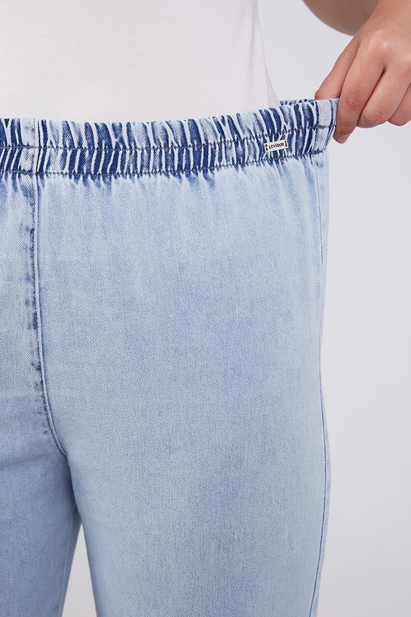 Lêvi D'or Mavi Beli Büzgülü Jean Pantolon görsel 4