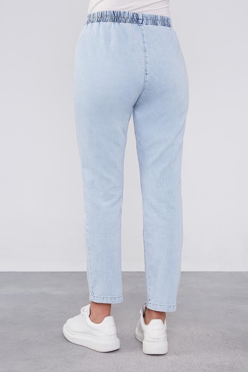 Lêvi D'or Mavi Beli Büzgülü Jean Pantolon görsel 5