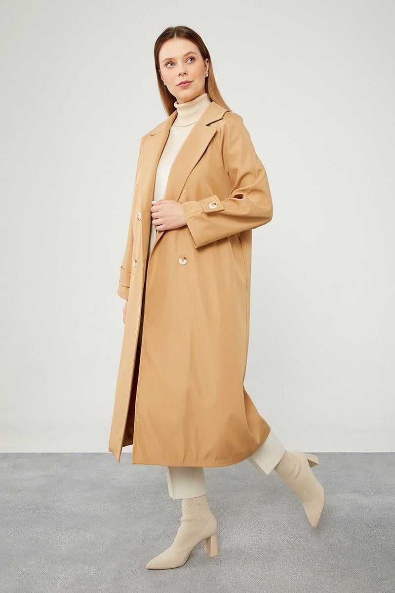 Lêvi D'or Camel Midi Boy Kuşaklı Trençkot