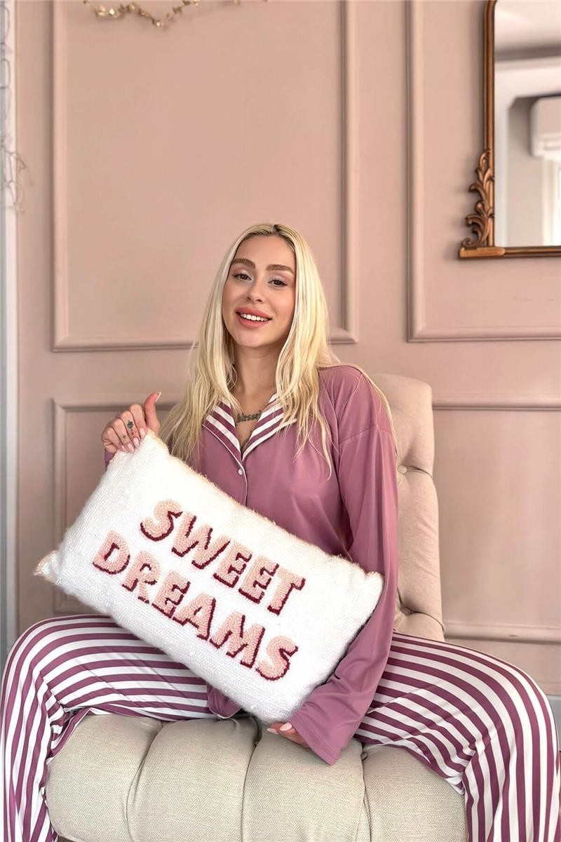 Pijama Evi Yeşil Çiçek Desenli Bambu Önden Düğmeli Uzun Kol Kadın Pijama Takımı görsel 2