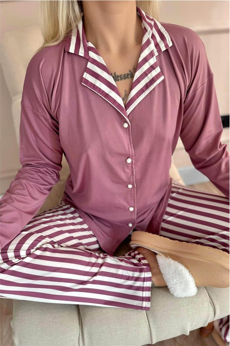 Pijama Evi Yeşil Çiçek Desenli Bambu Önden Düğmeli Uzun Kol Kadın Pijama Takımı görsel 5