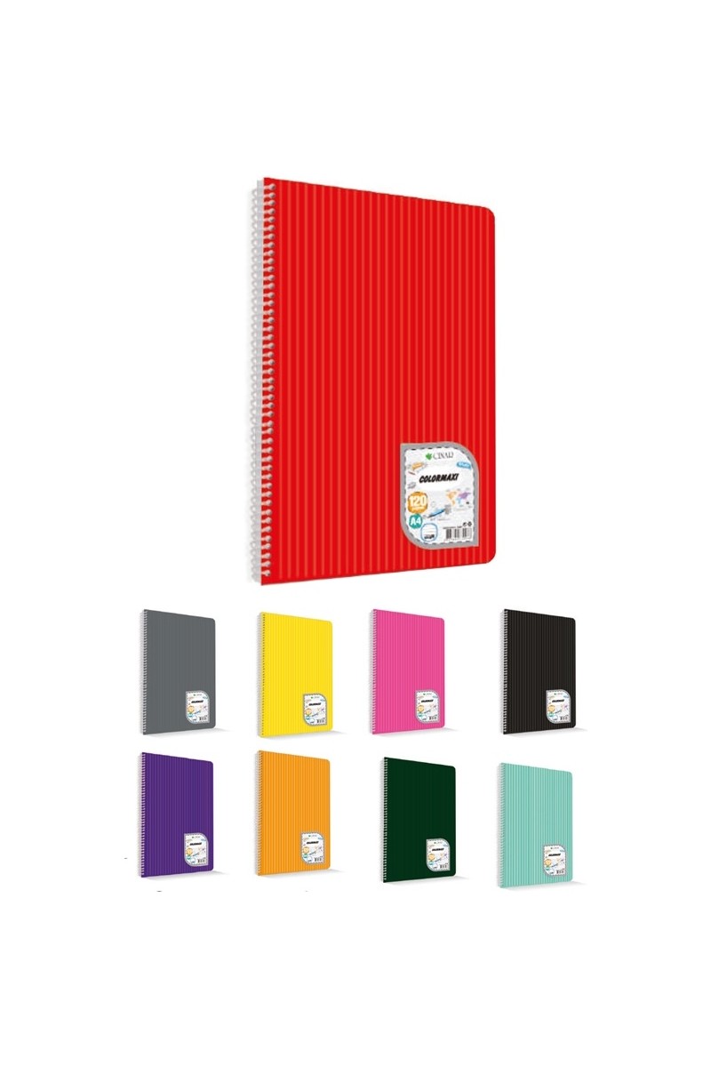 ÇINAR 72 YAPRAK ÇİZGİLİ COLORMAXİ A-4 SPİRALLİ PP KAPAK