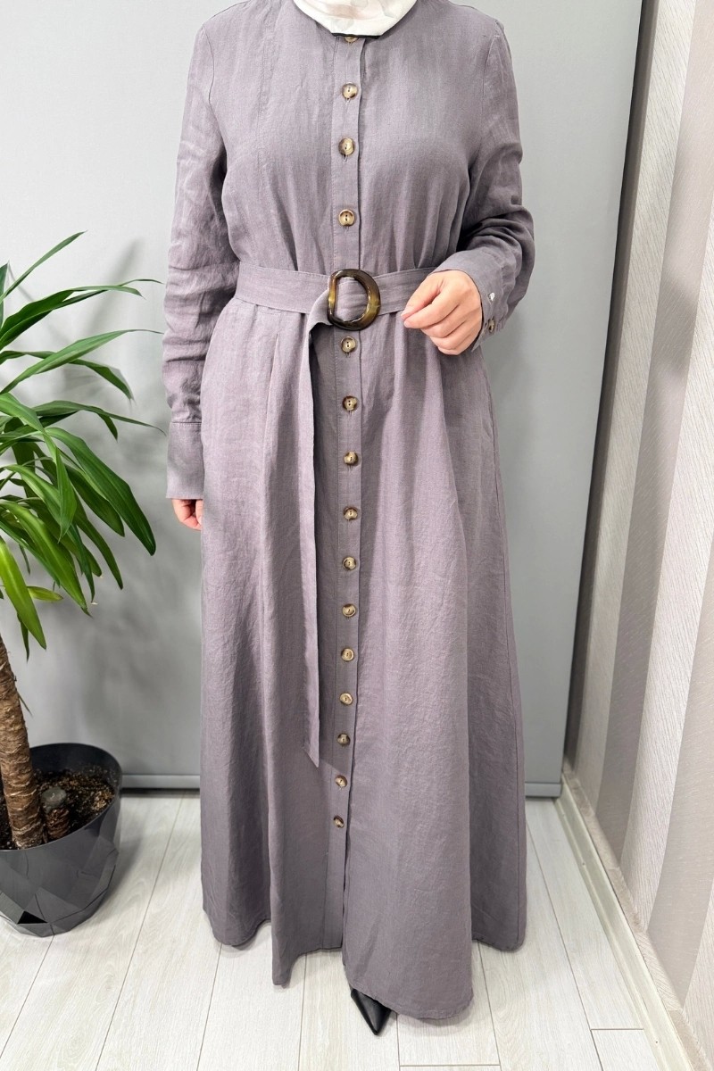 Miss Dalida Beli Kemerli Ceket Antrasit T25Y-8018 görsel 3