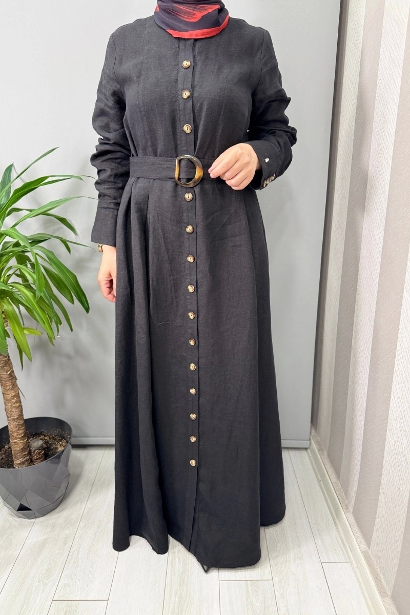Miss Dalida Beli Kemerli Ceket Siyah T25Y-8018 görsel 4