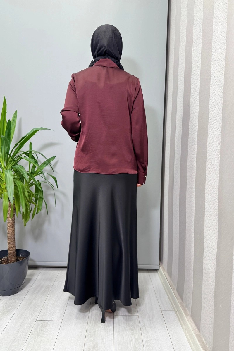 Clande Bluz Bordo 3015 görsel 4