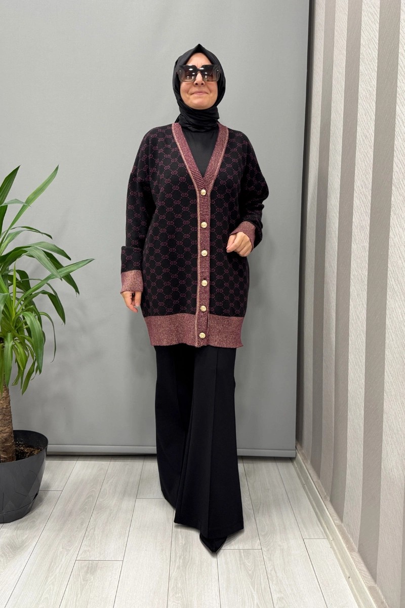 Ghisa Hırka Siyah-Mürdüm 26KOBHRK3083