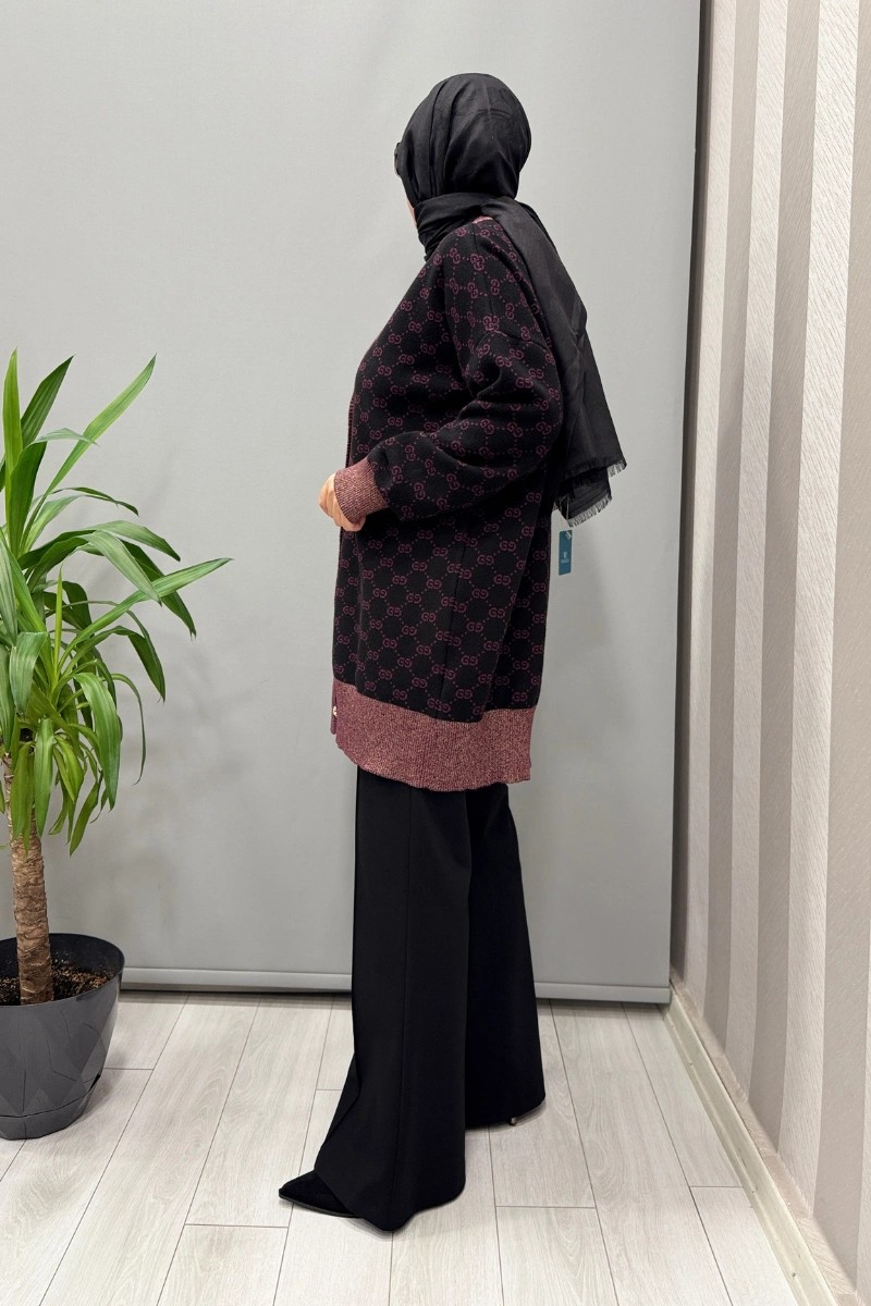 Ghisa Hırka Siyah-Mürdüm 26KOBHRK3083 görsel 2