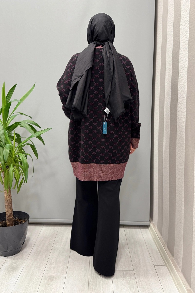 Ghisa Hırka Siyah-Mürdüm 26KOBHRK3083 görsel 3