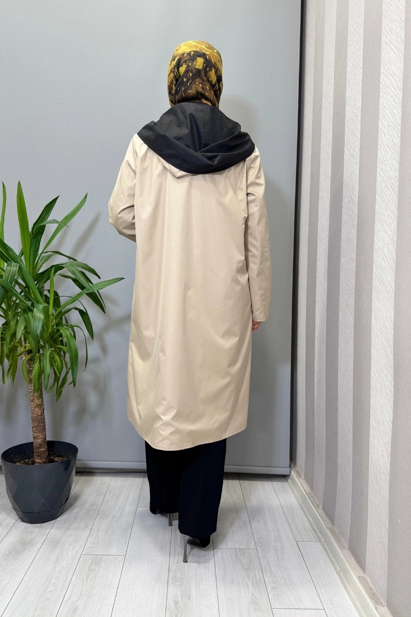 Miss Dalida Çift Taraflı Hafif Yumoş Mont Siyah-Bej T25PF-8012 görsel 4