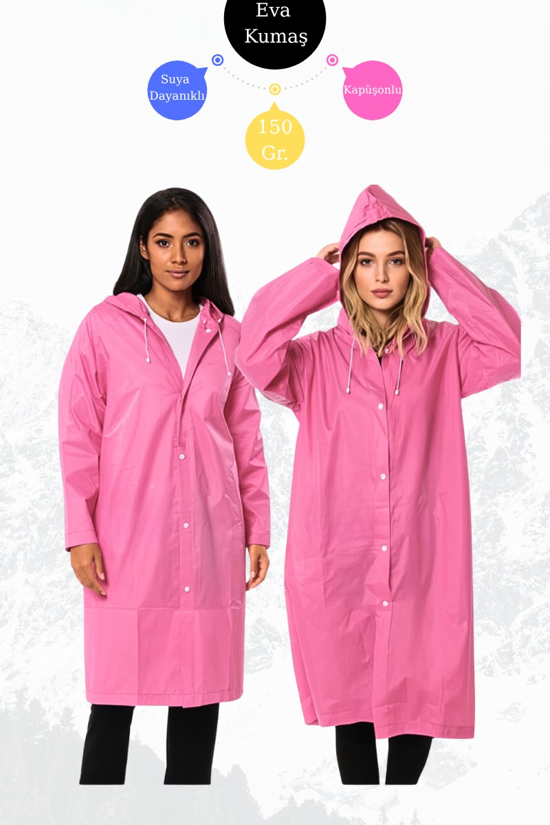 Bonjour Gift & Hobby Siyah Unisex Eva Kumaş Su Rüzgar Geçirmez Yetişkin Yağmurluk