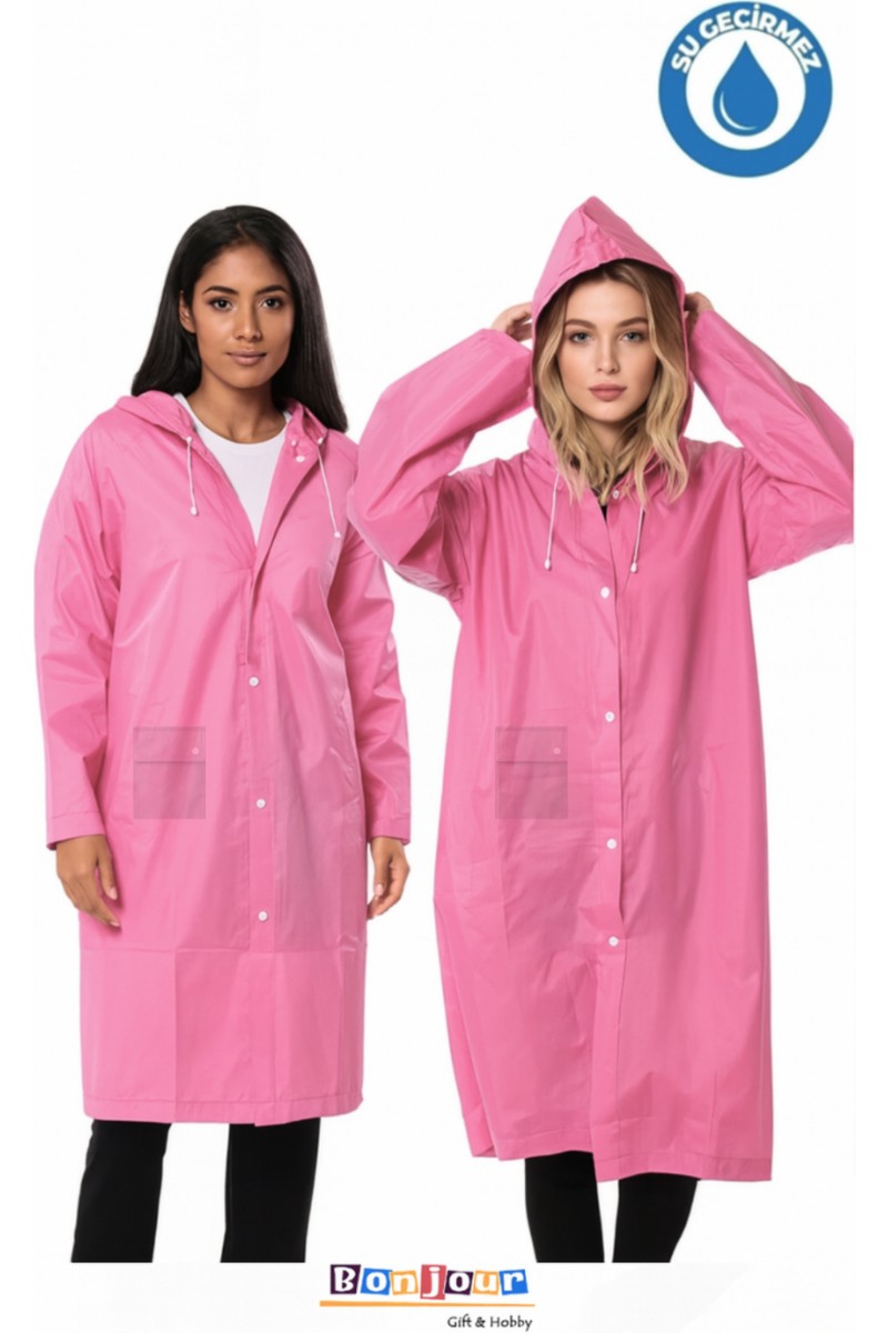 Bonjour Gift & Hobby Siyah Unisex Eva Kumaş Su Rüzgar Geçirmez Yetişkin Yağmurluk görsel 5