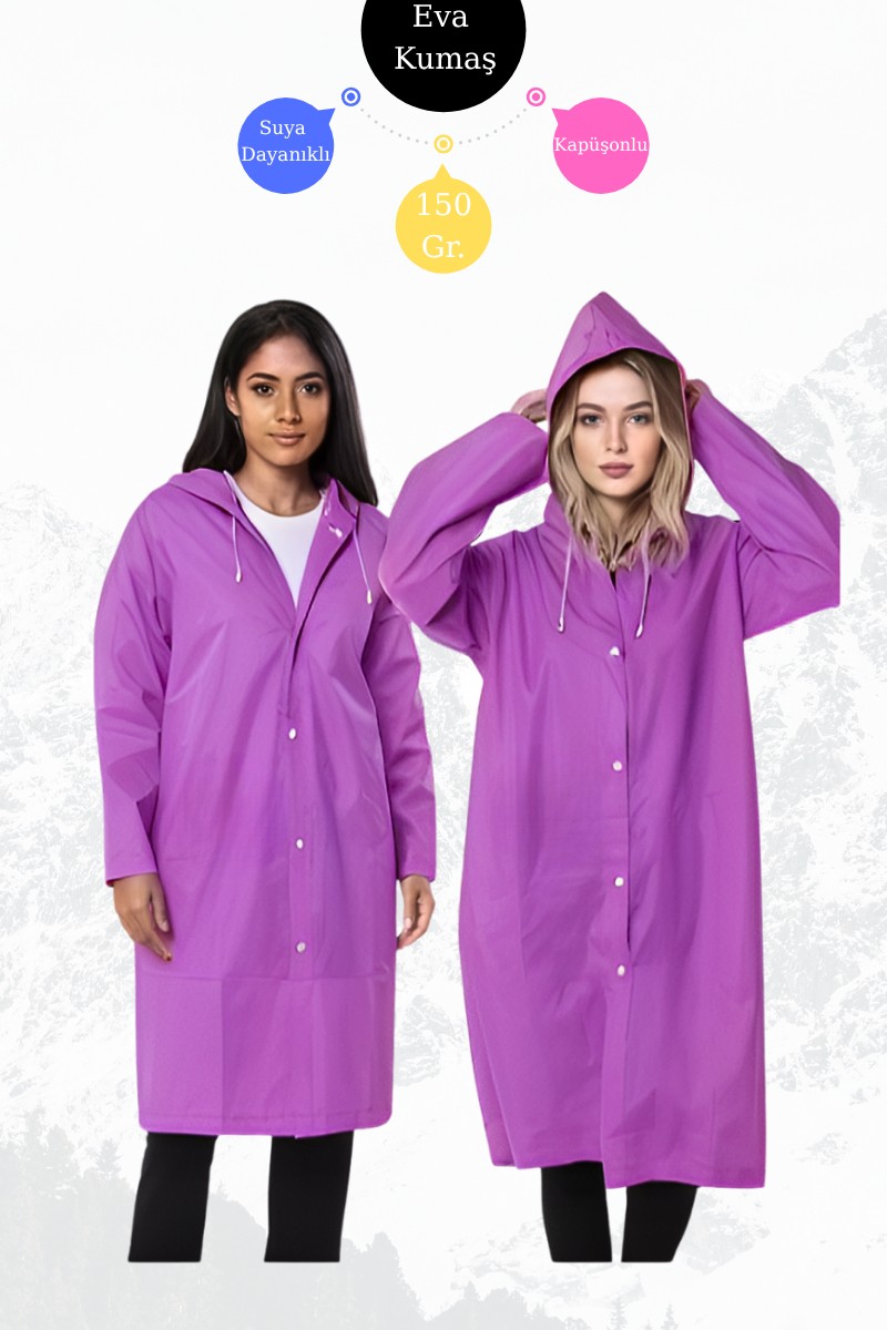 Bonjour Gift & Hobby Siyah Unisex Eva Kumaş Su Rüzgar Geçirmez Yetişkin Yağmurluk