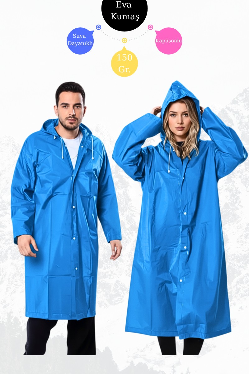 Bonjour Gift & Hobby Siyah Unisex Eva Kumaş Su Rüzgar Geçirmez Yetişkin Yağmurluk