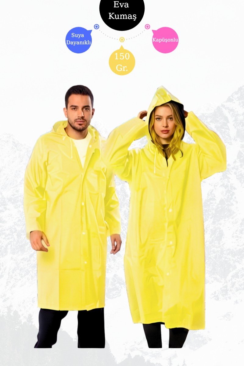 Bonjour Gift & Hobby Siyah Unisex Eva Kumaş Su Rüzgar Geçirmez Yetişkin Yağmurluk