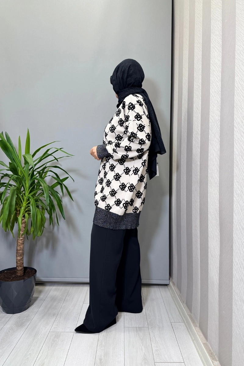 Ghisa Hırka Siyah-Ekru 26KOBHRK3347 görsel 2