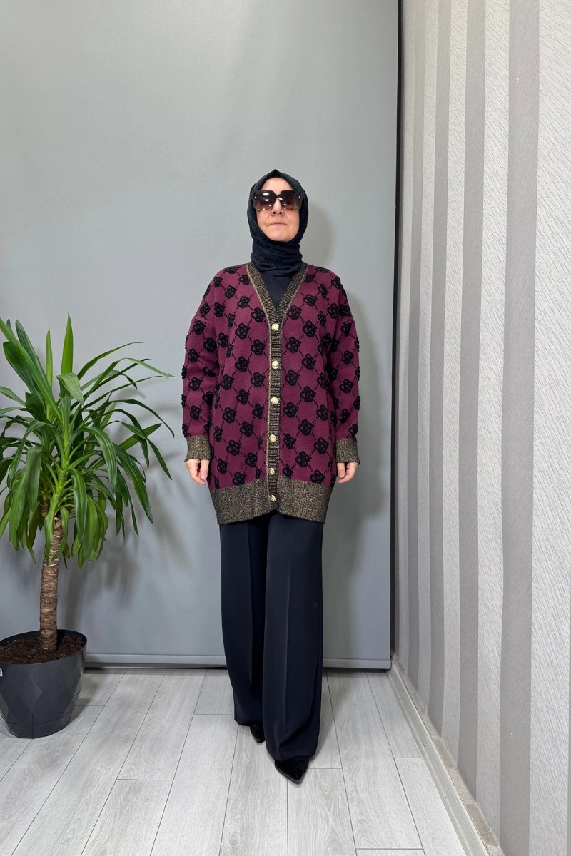 Ghisa Hırka Siyah-Mürdüm 26KOBHRK3347