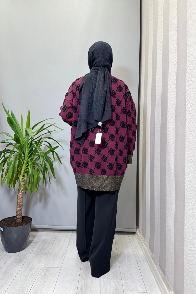 Ghisa Hırka Siyah-Mürdüm 26KOBHRK3347 görsel 3