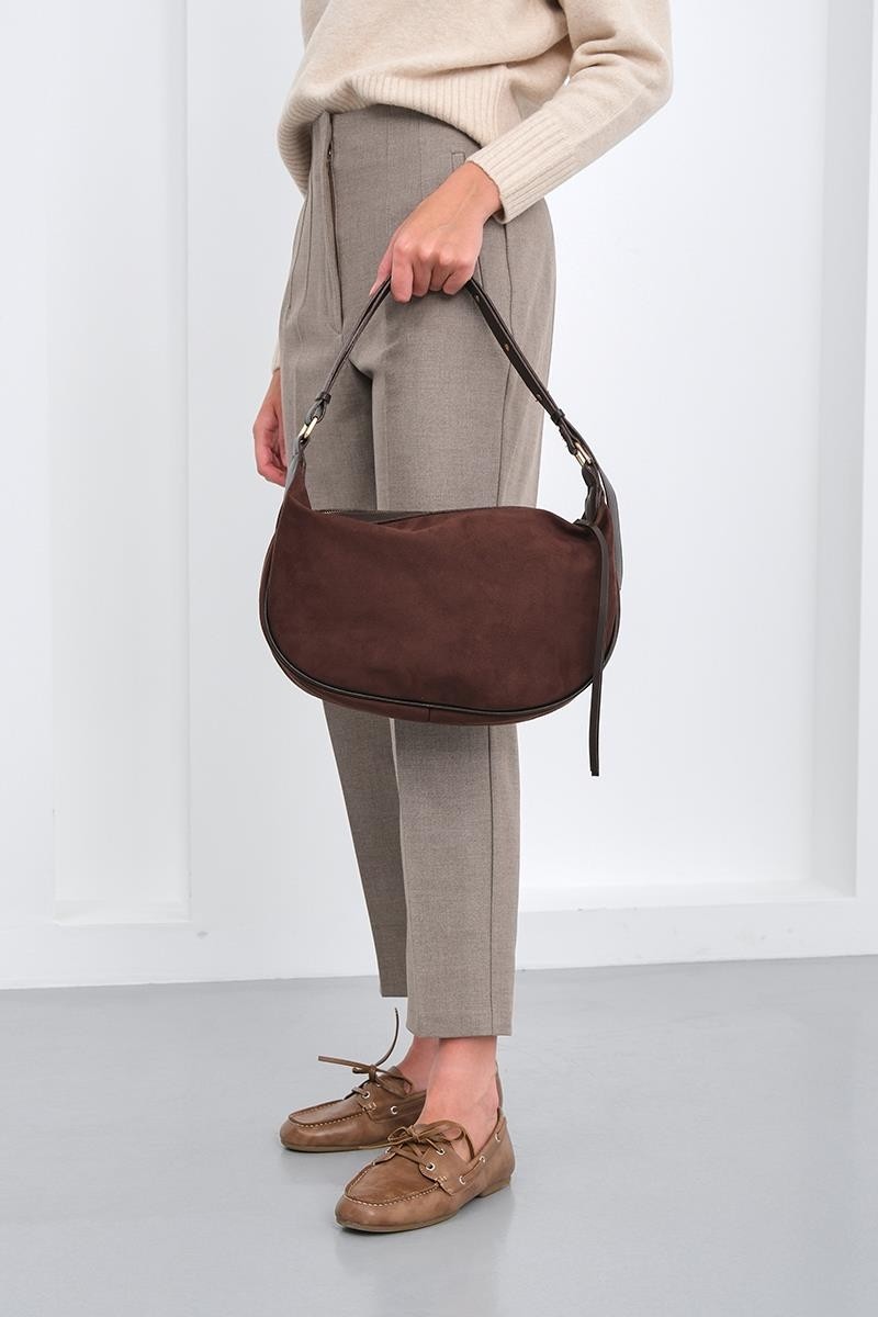 Shule Bags Poppin Süet Omuz Çantası Kahve Şık Görünüm ve Ergonomik Tasarım ile Günlük Kullanım İçin görsel 6