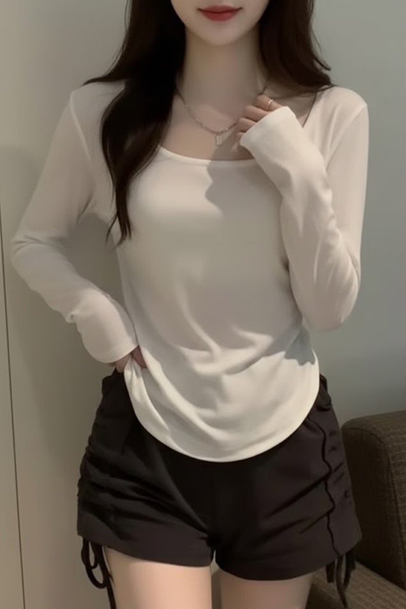 Köstebek Kadın Bluz Beyaz Pamuklu Uzun Kollu Crop Normal Yaka Günlük Stil görsel 2