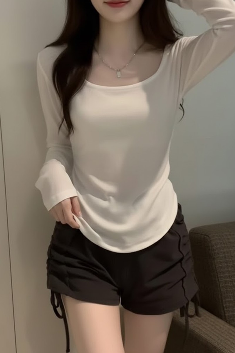 Köstebek Kadın Bluz Beyaz Pamuklu Uzun Kollu Crop Normal Yaka Günlük Stil görsel 3