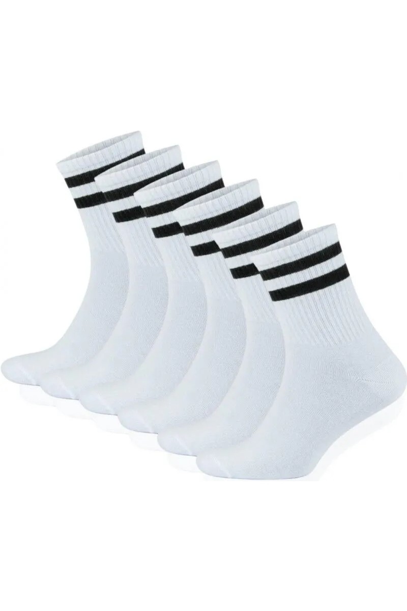Bgk Unisex Çizgili Dizaltı Tenis Çorap 6'lı Paket Beyaz Renk Dokuma Kumaş Özellikleriyle görsel 4