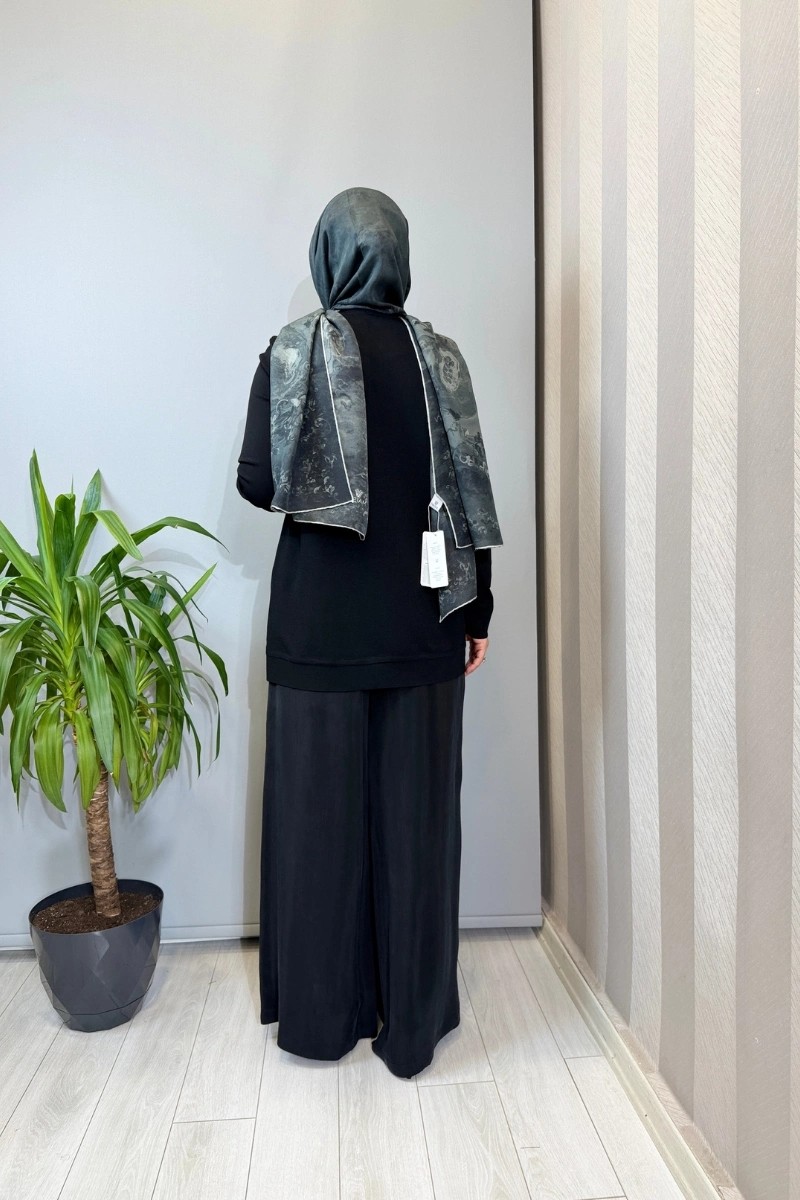 Miss Dalida Fermuarlı Cupro Detaylı Triko Ceket Siyah T26Y-8203 görsel 4