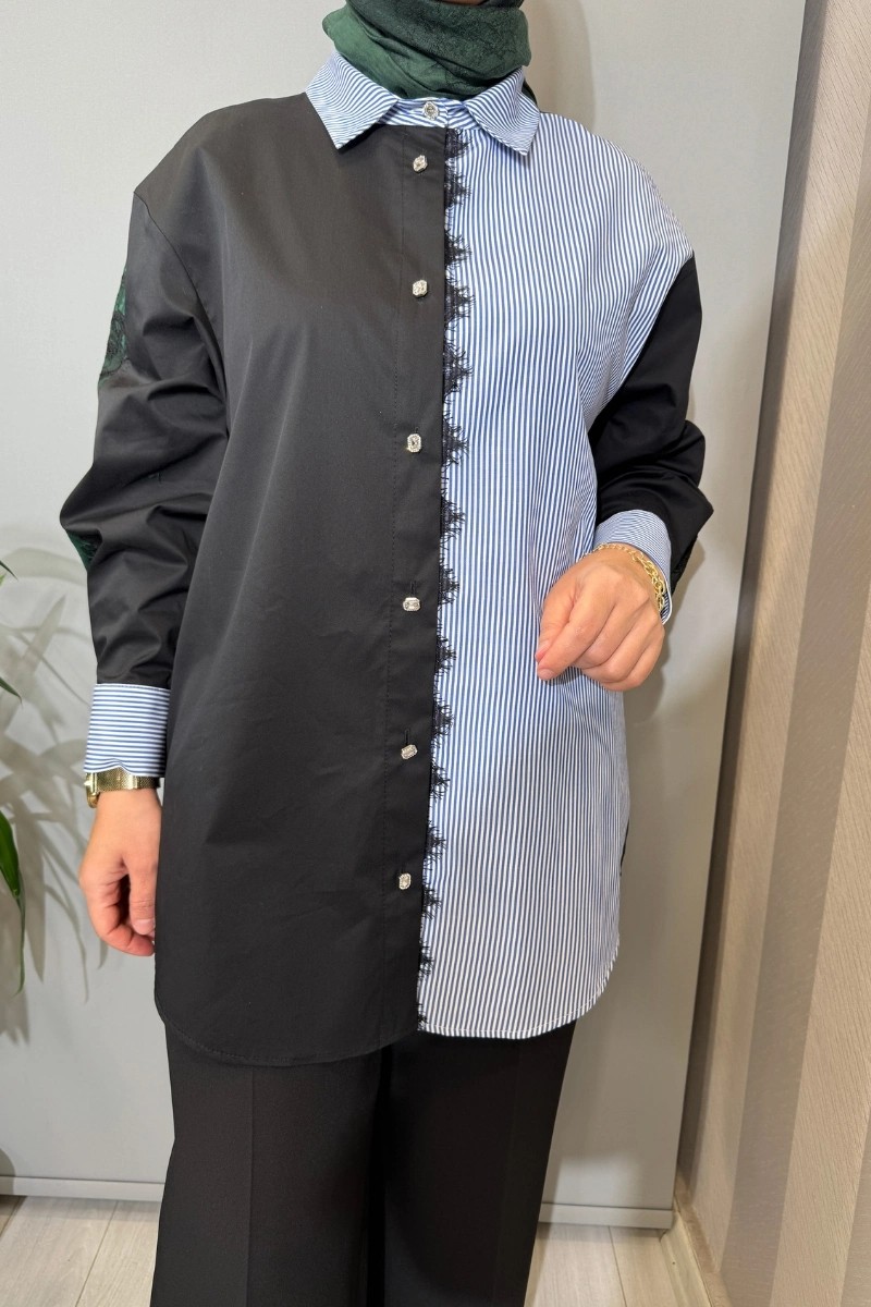 Ghisa Patchwork Gömlek Yeşil 3610G4311 görsel 3