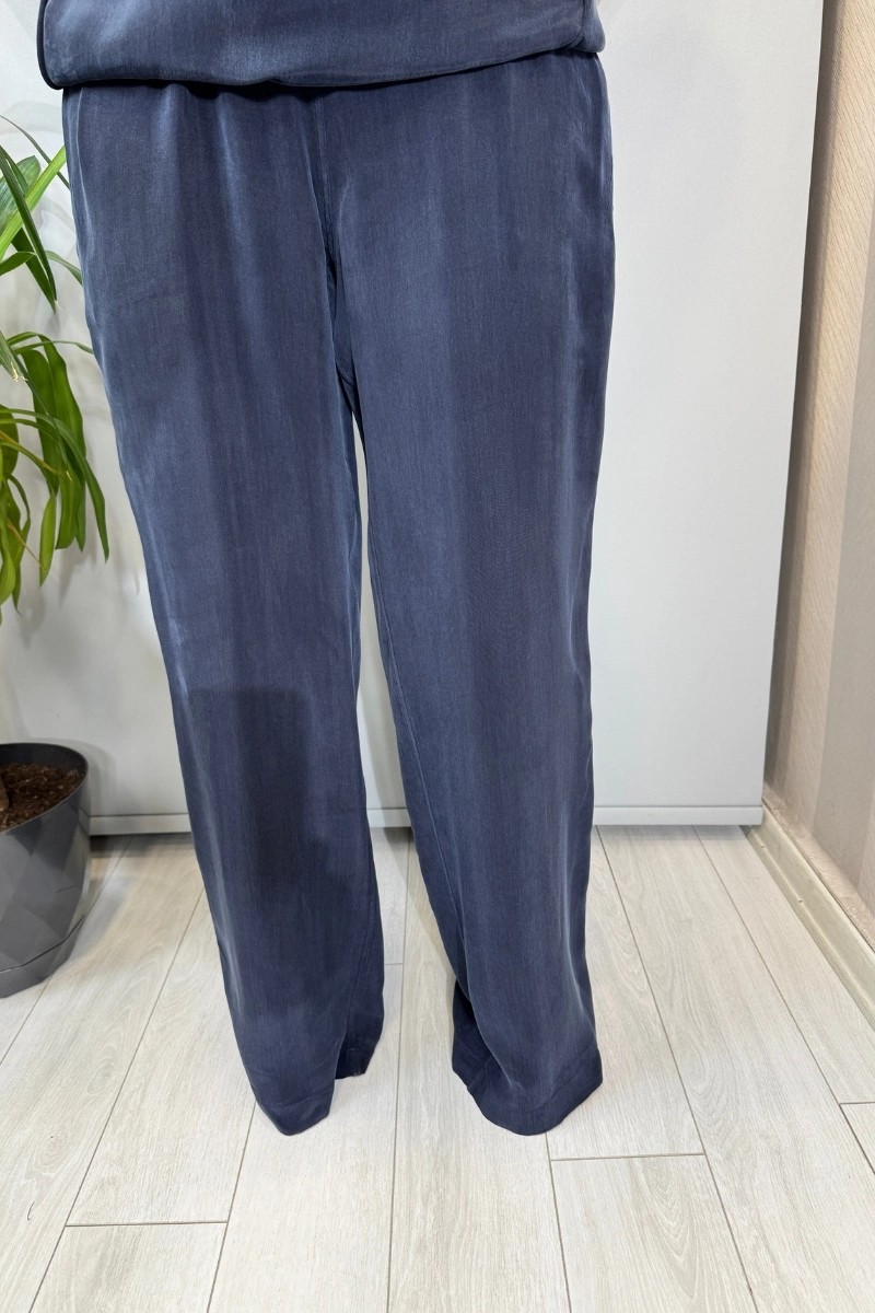 Miss Dalida Bol Paça Basic Cupro Pantolon Lacivert T26Y-7003