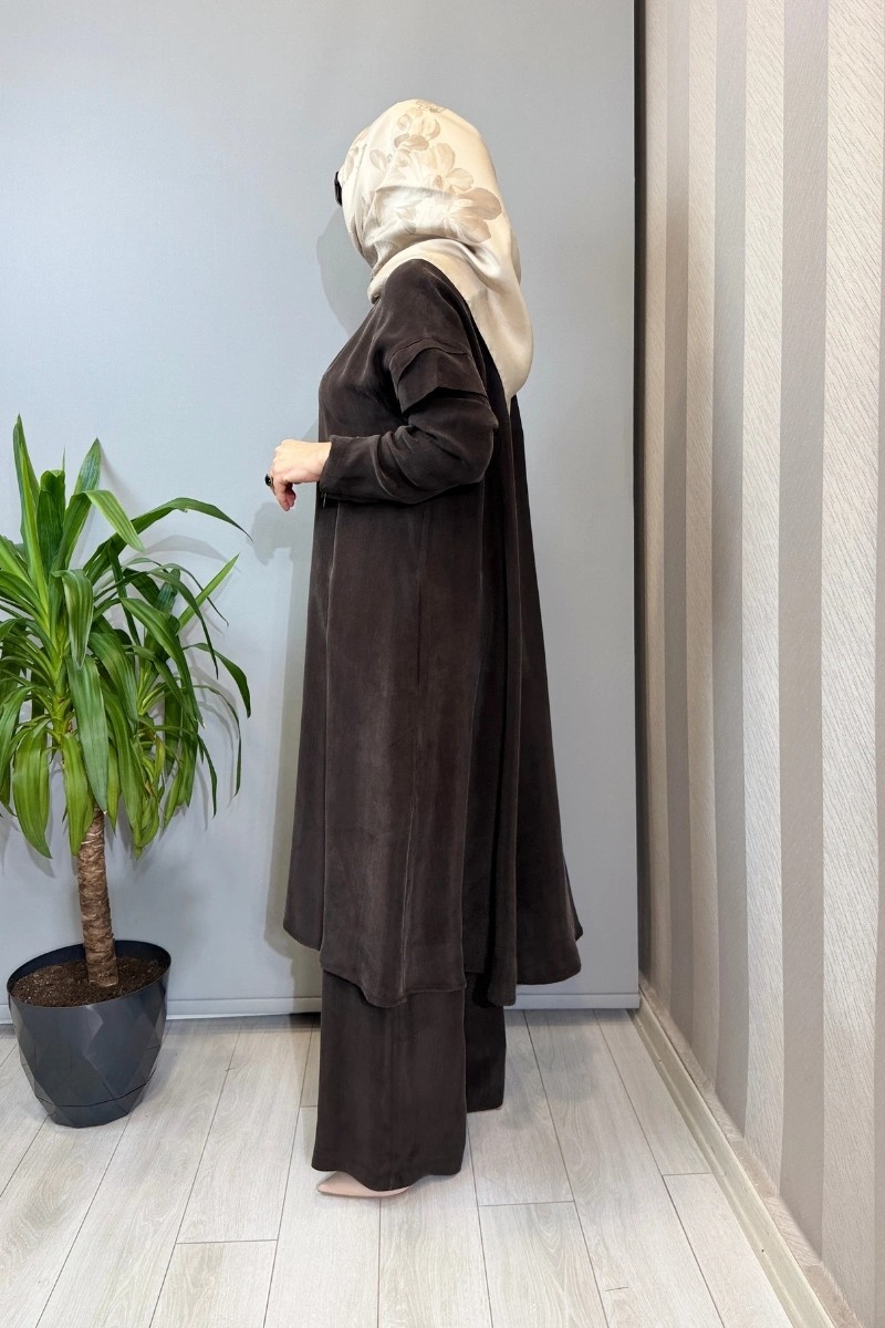Miss Dalida Kol Detaylı Cupro Kap Kahve T26Y-8007 görsel 2